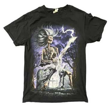 Vintage Graveyard Skeleton Rocker T- Shirt Size S… - image 1