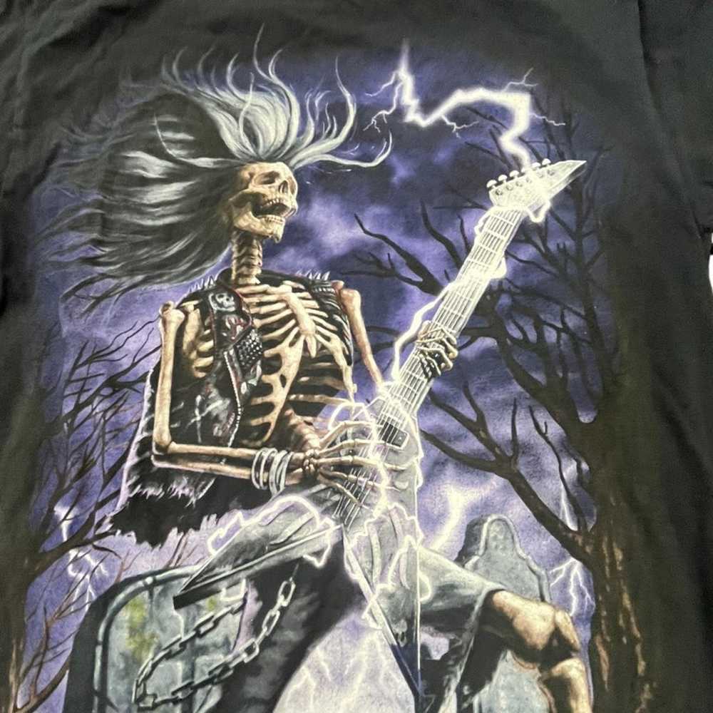 Vintage Graveyard Skeleton Rocker T- Shirt Size S… - image 2