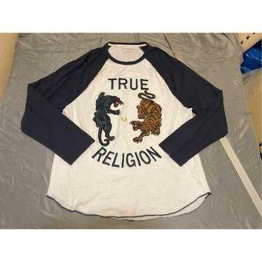 True Religion Shirt Mens Extra Large White Blue L… - image 1