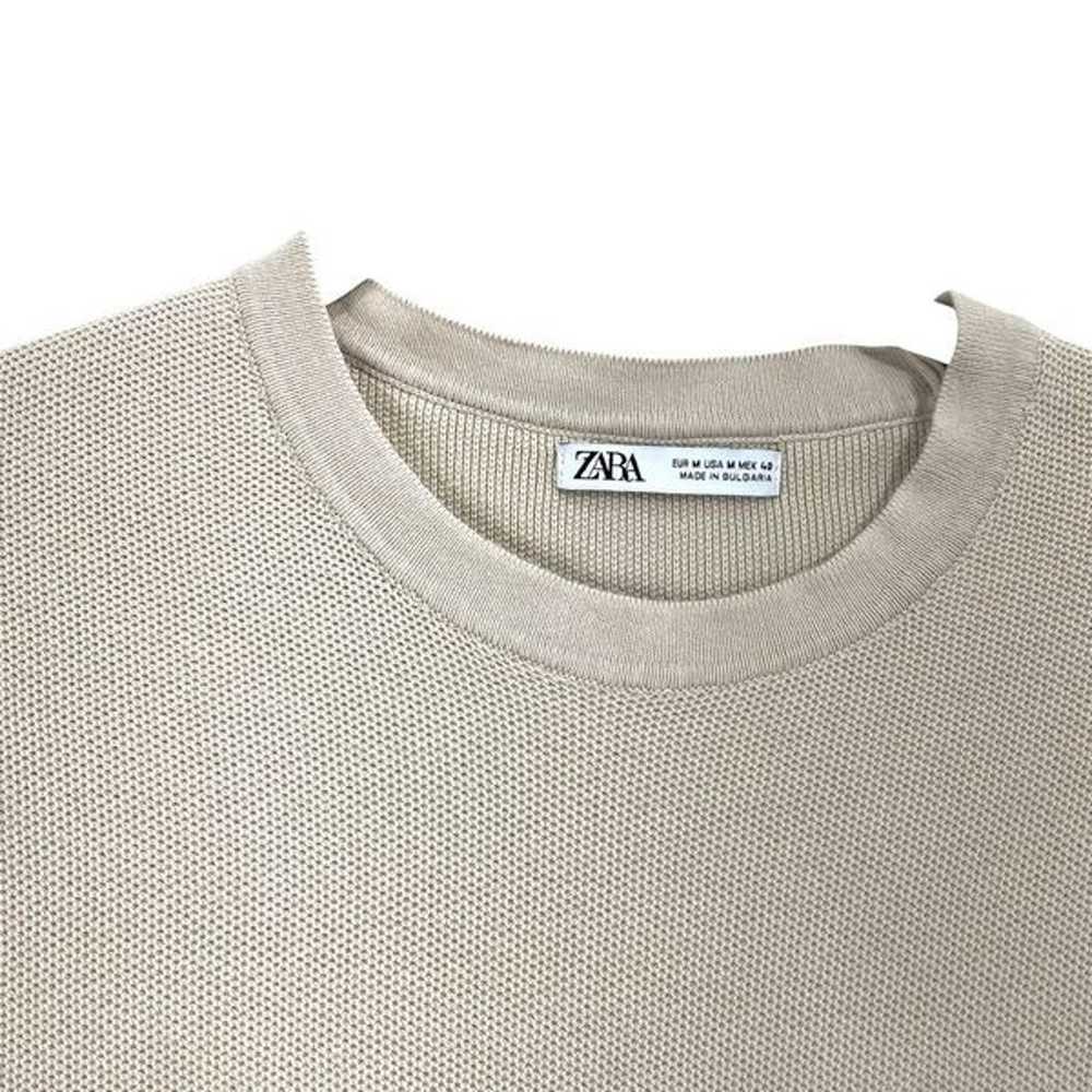 Zara Mens knit neutral t shirt top Size M beige - image 3