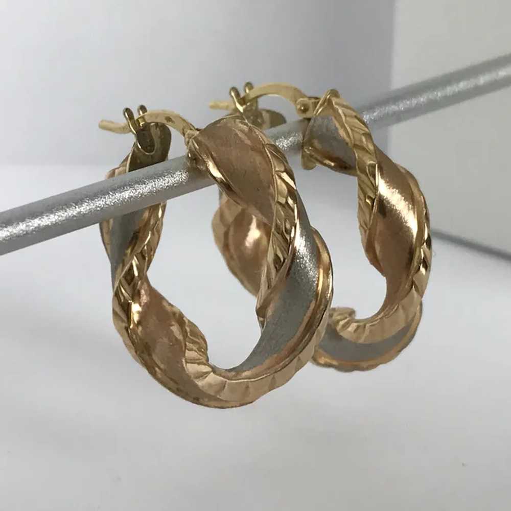 Very Nice! Italian 1-Inch Tricolor Gold Hoop Earr… - image 5