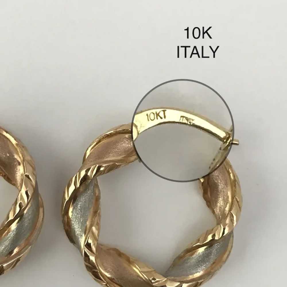 Very Nice! Italian 1-Inch Tricolor Gold Hoop Earr… - image 9