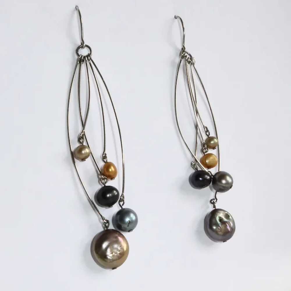 Sterling Earrings w Fresh Water Pearl Drops - image 10