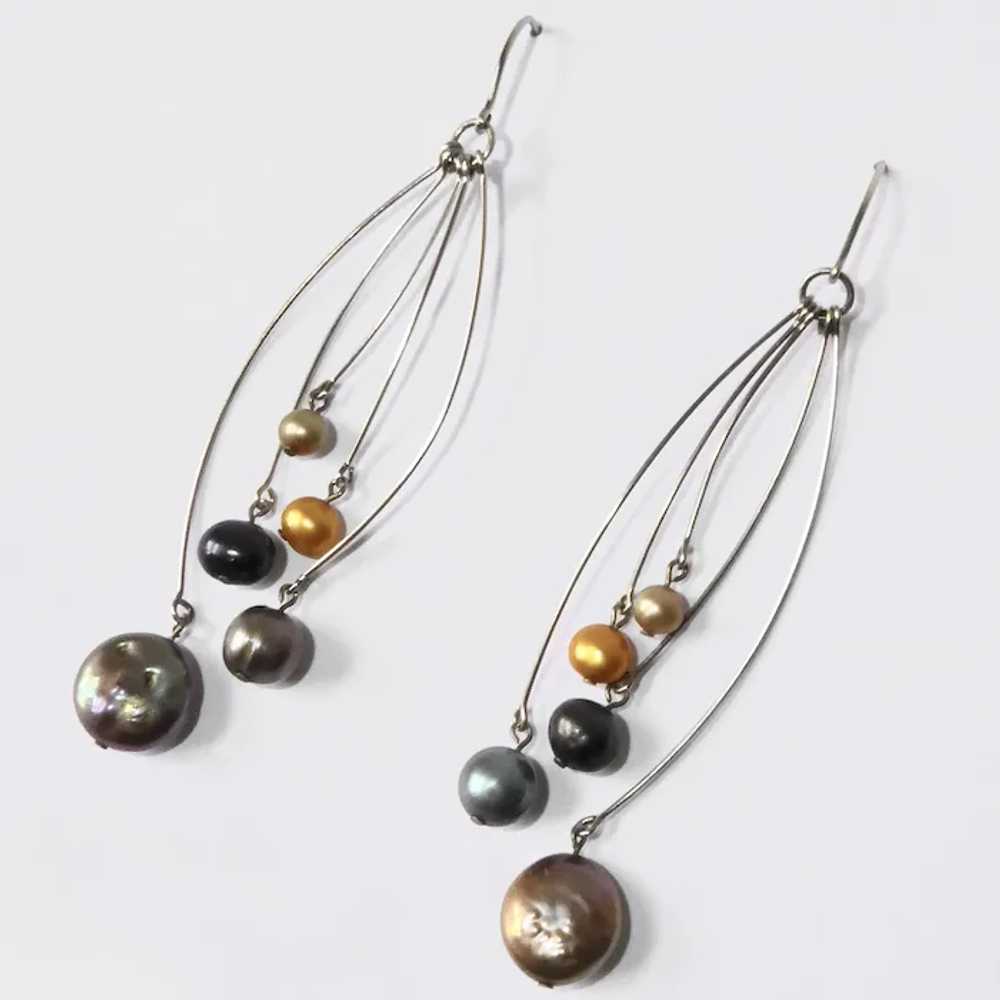Sterling Earrings w Fresh Water Pearl Drops - image 11