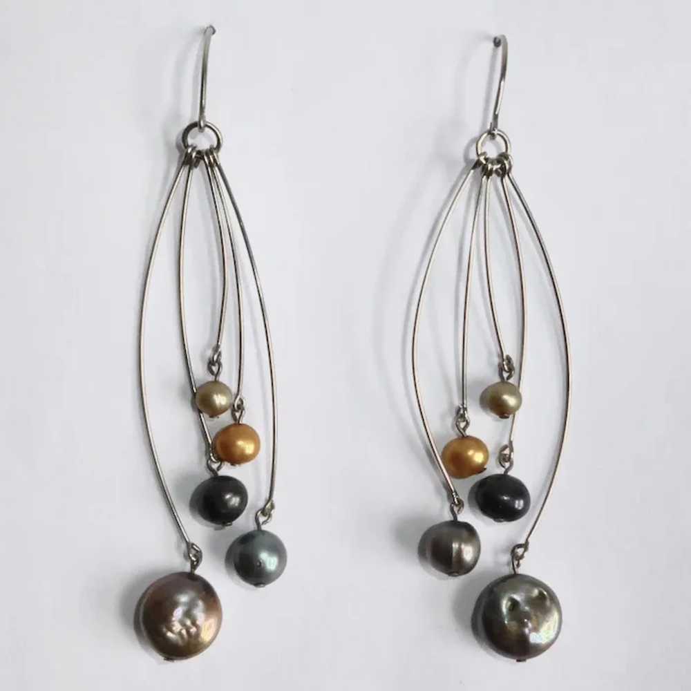 Sterling Earrings w Fresh Water Pearl Drops - image 6