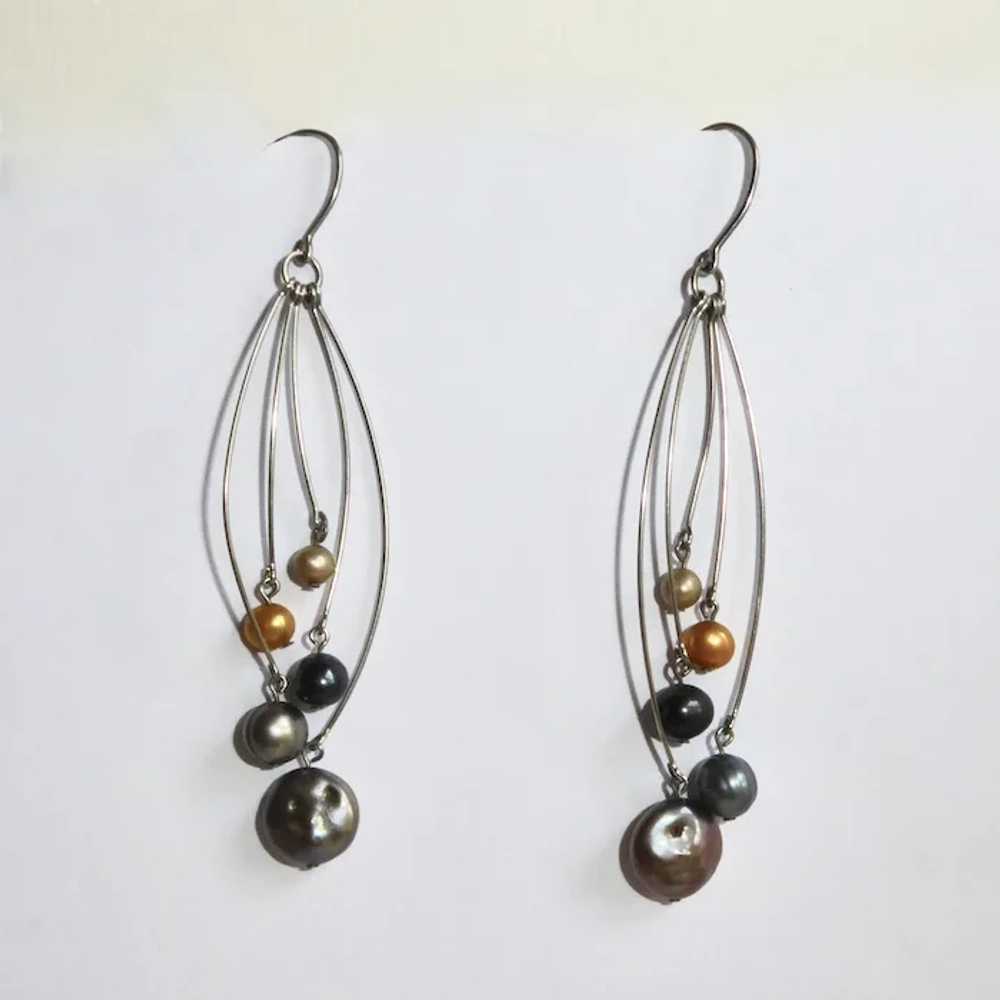 Sterling Earrings w Fresh Water Pearl Drops - image 7