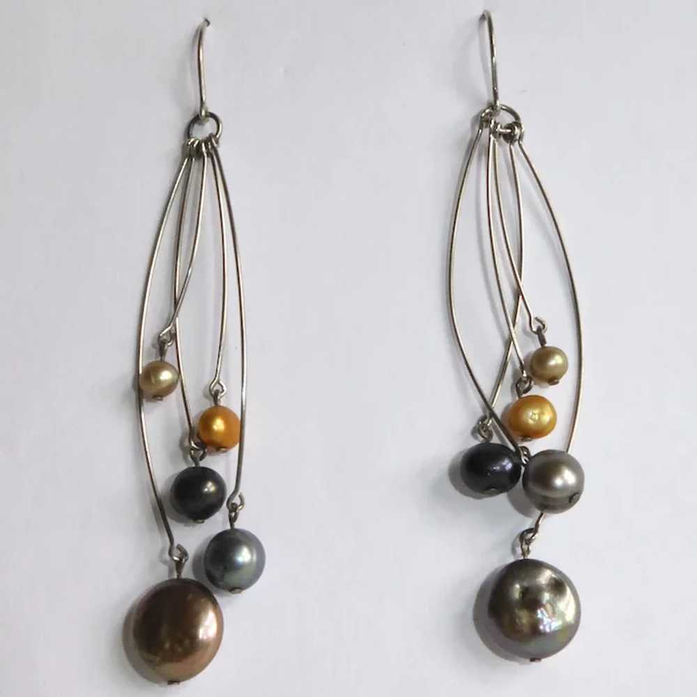 Sterling Earrings w Fresh Water Pearl Drops - image 8