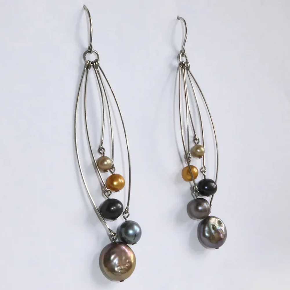 Sterling Earrings w Fresh Water Pearl Drops - image 9