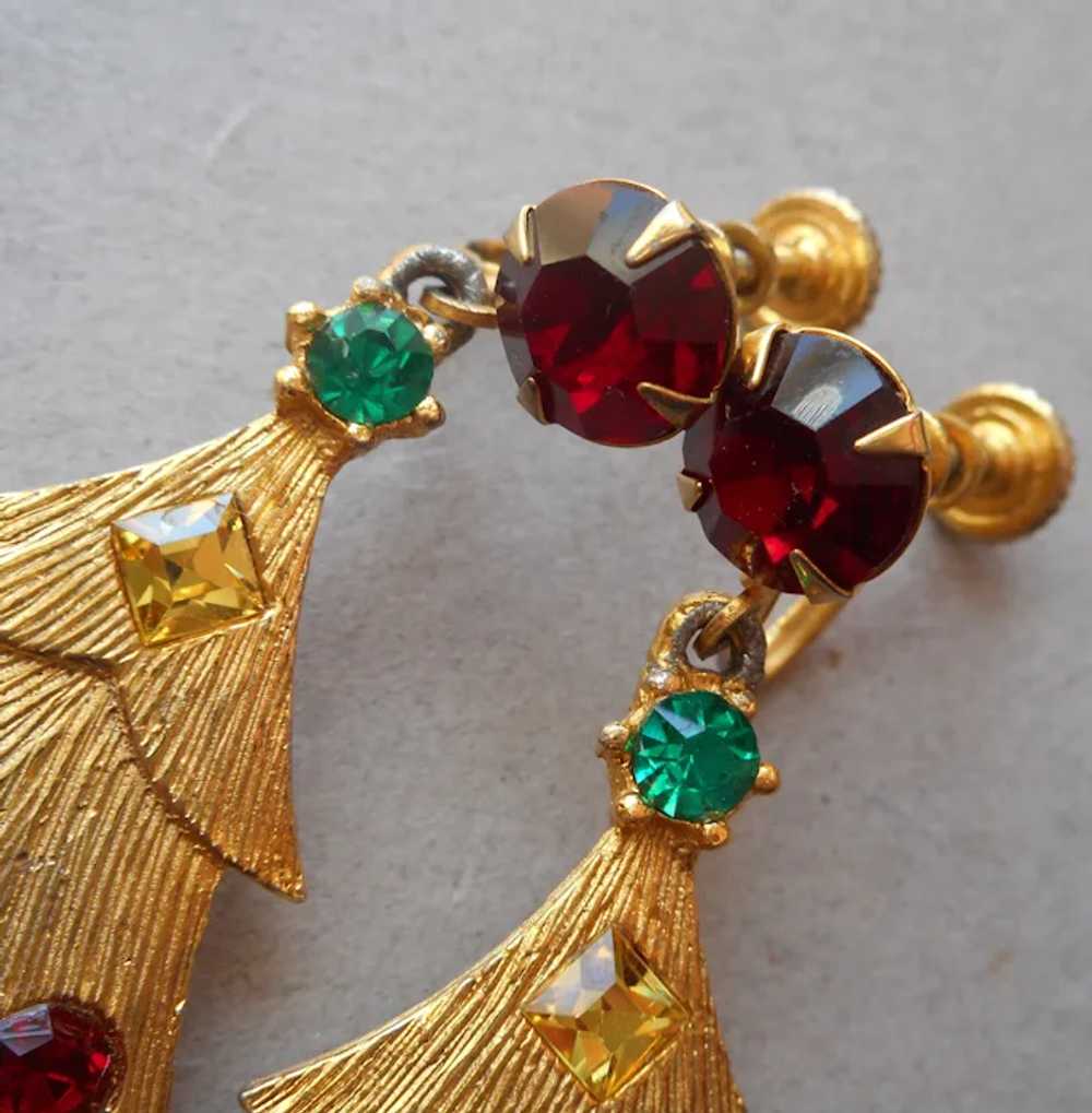 Weiss Signed Christmas Tree Earrings Vintage Scre… - image 3