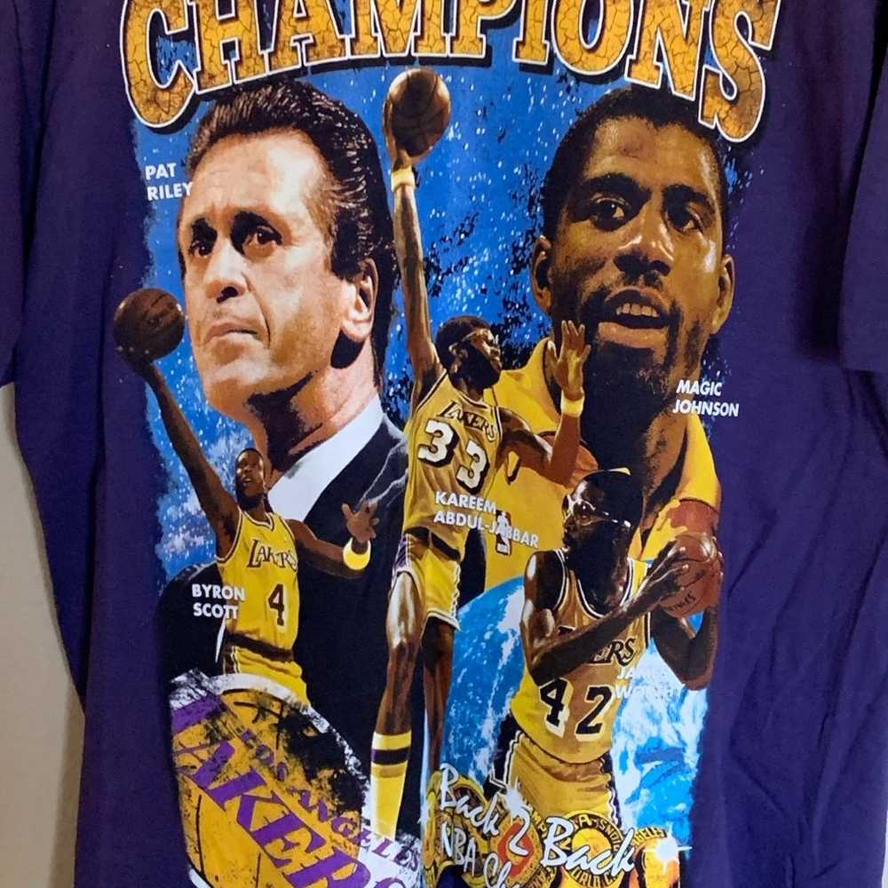 LA Lakers 1988 NBA World Champions Purple Shirt M… - image 2