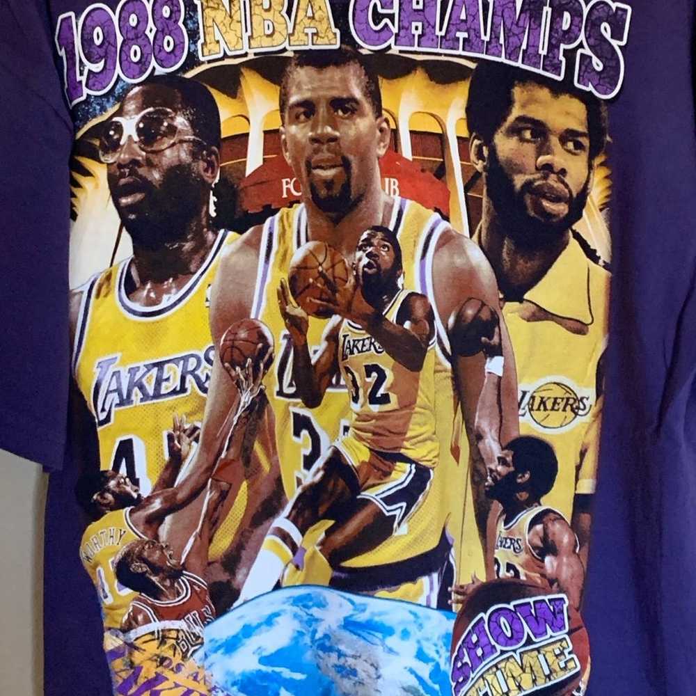 LA Lakers 1988 NBA World Champions Purple Shirt M… - image 5