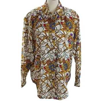 Vintage Capezio Shirt Silk British Royal Crown Bu… - image 1