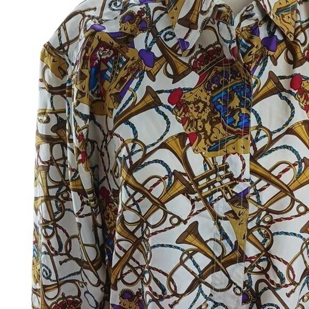 Vintage Capezio Shirt Silk British Royal Crown Bu… - image 2