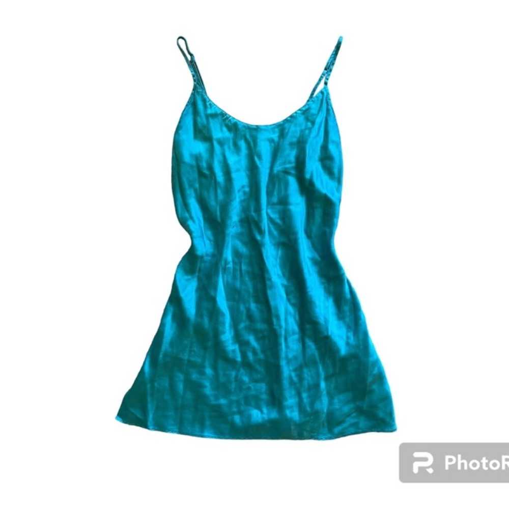 1990s y2k silk Victoria’s Secret turquoise camiso… - image 2