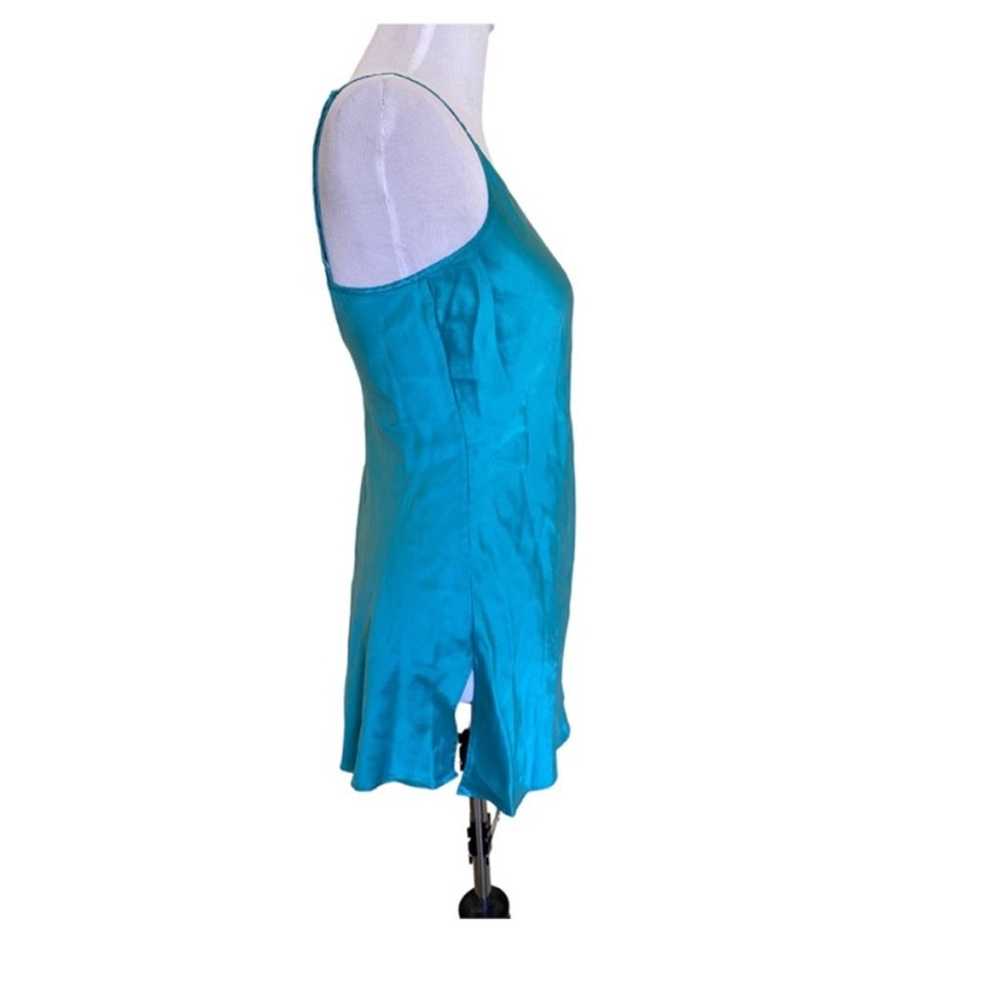 1990s y2k silk Victoria’s Secret turquoise camiso… - image 4