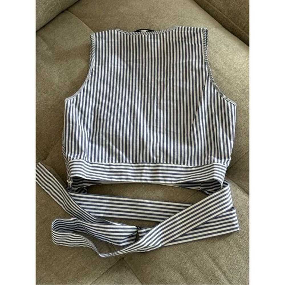 Derek Lam 10 Crosby pinstriped cropped top sz 2 - image 4