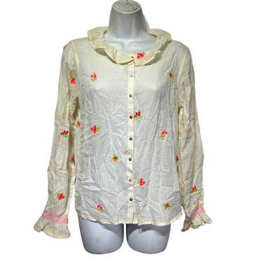 Intropia Embroidered Bouquets Button down Blouse S