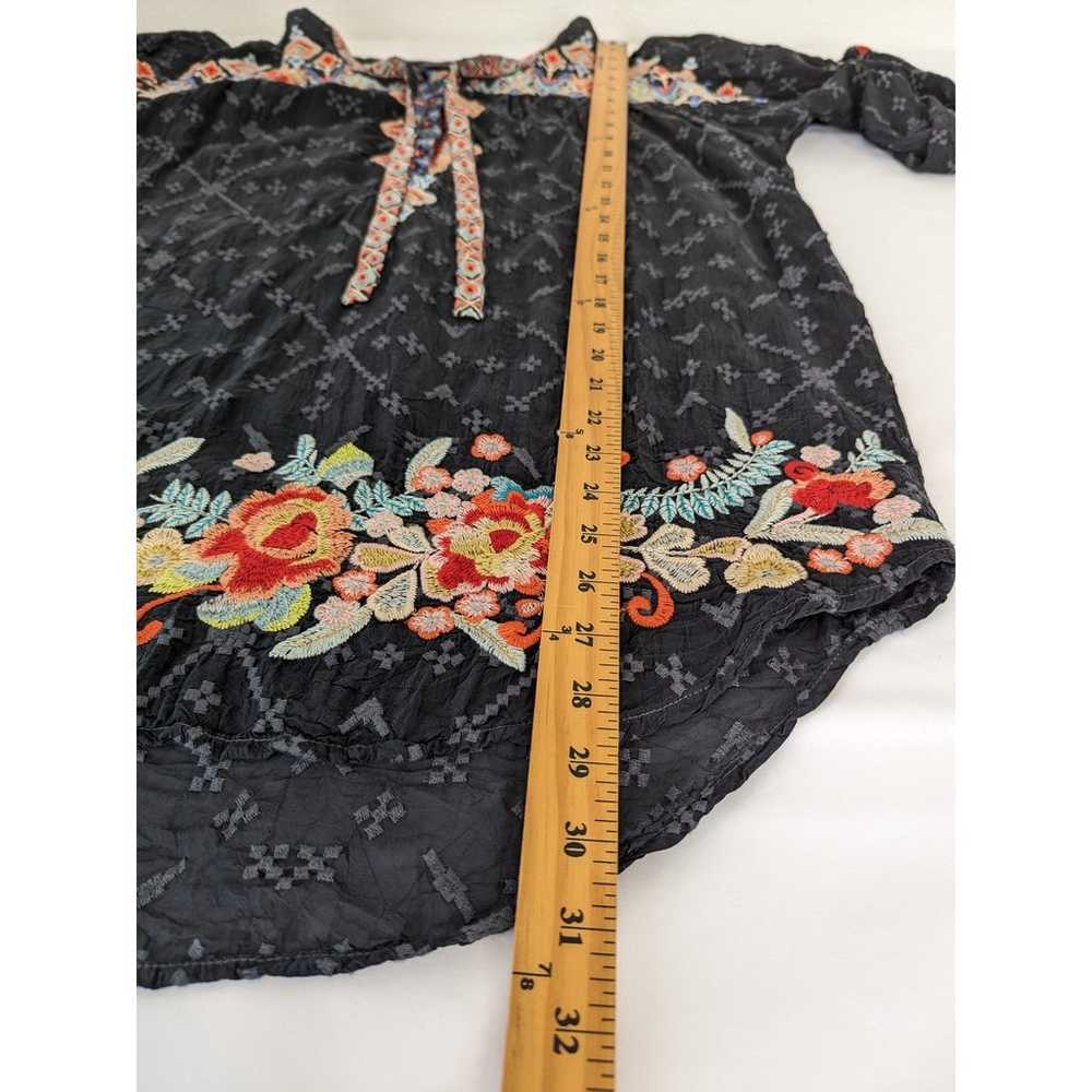 Johnny Was Embroidered Gina Top Black Floral Long… - image 9