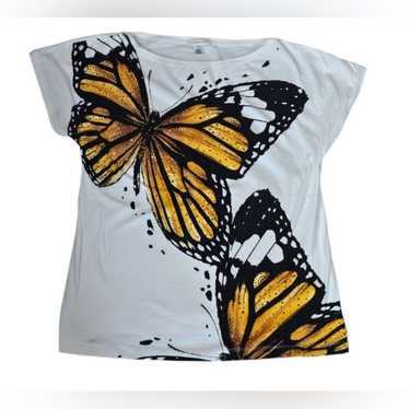 St. John Butterfly Printed Top Jewel Crusted Shor… - image 1