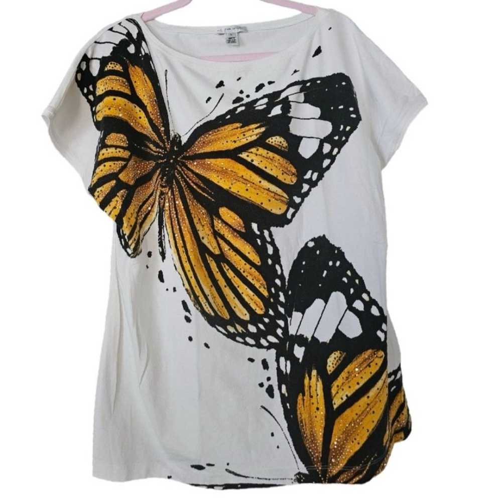 St. John Butterfly Printed Top Jewel Crusted Shor… - image 2