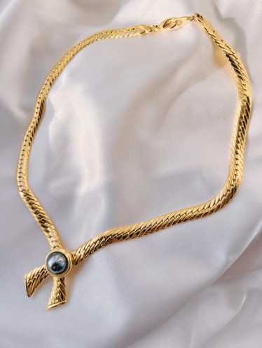 gold plated pearl drop necklace