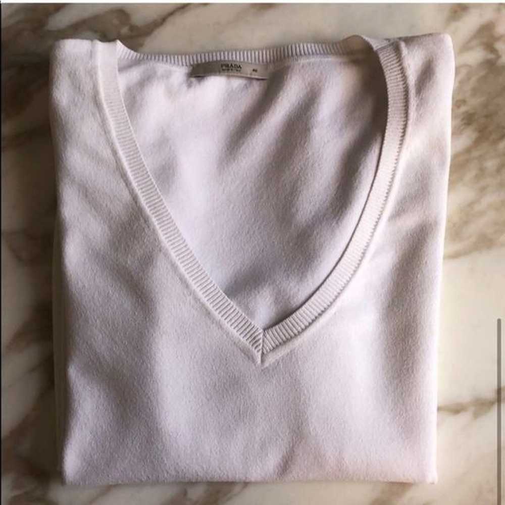 Prada White V neck Sweater - image 1