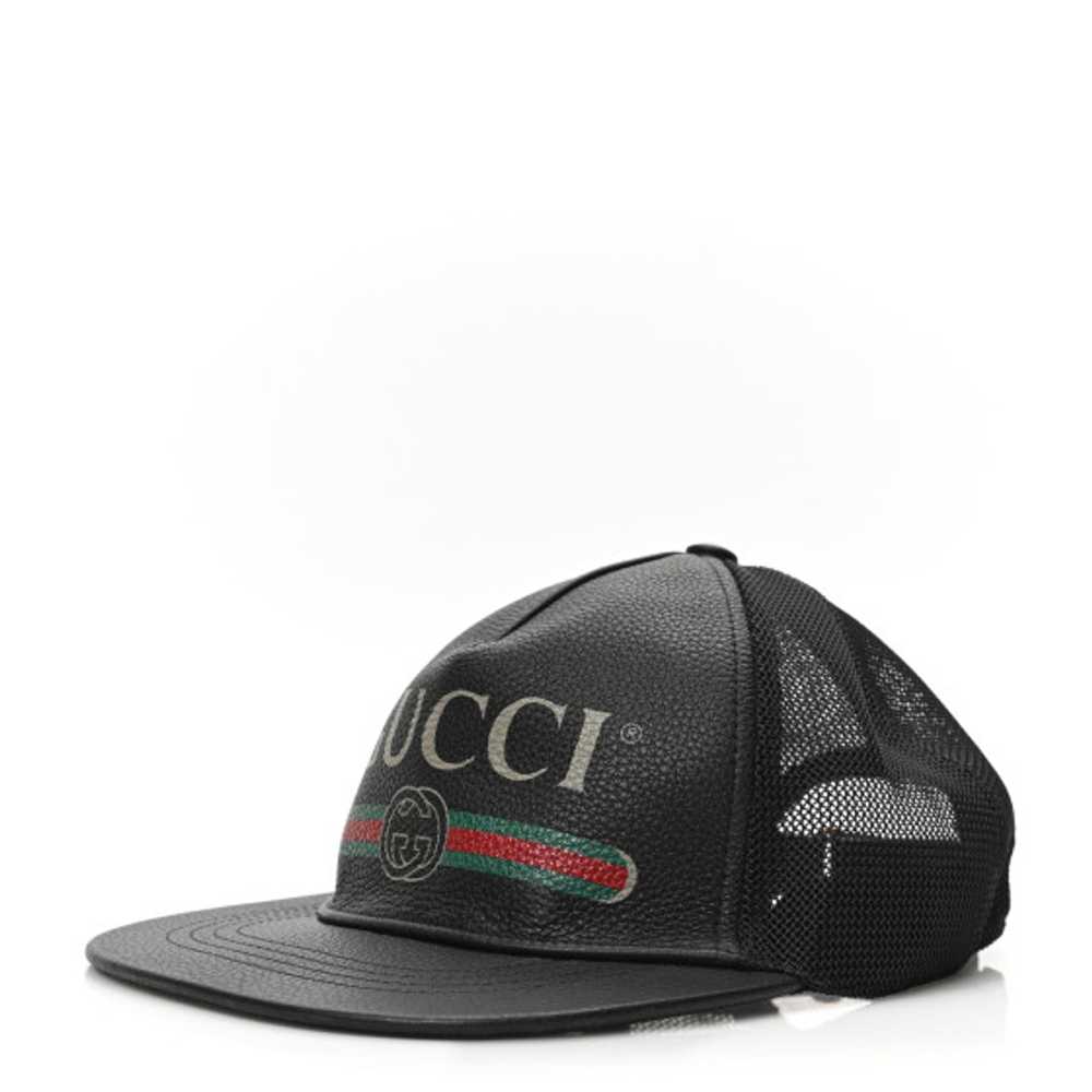 GUCCI Grained Calfskin Logo Baseball Hat S Black - image 1