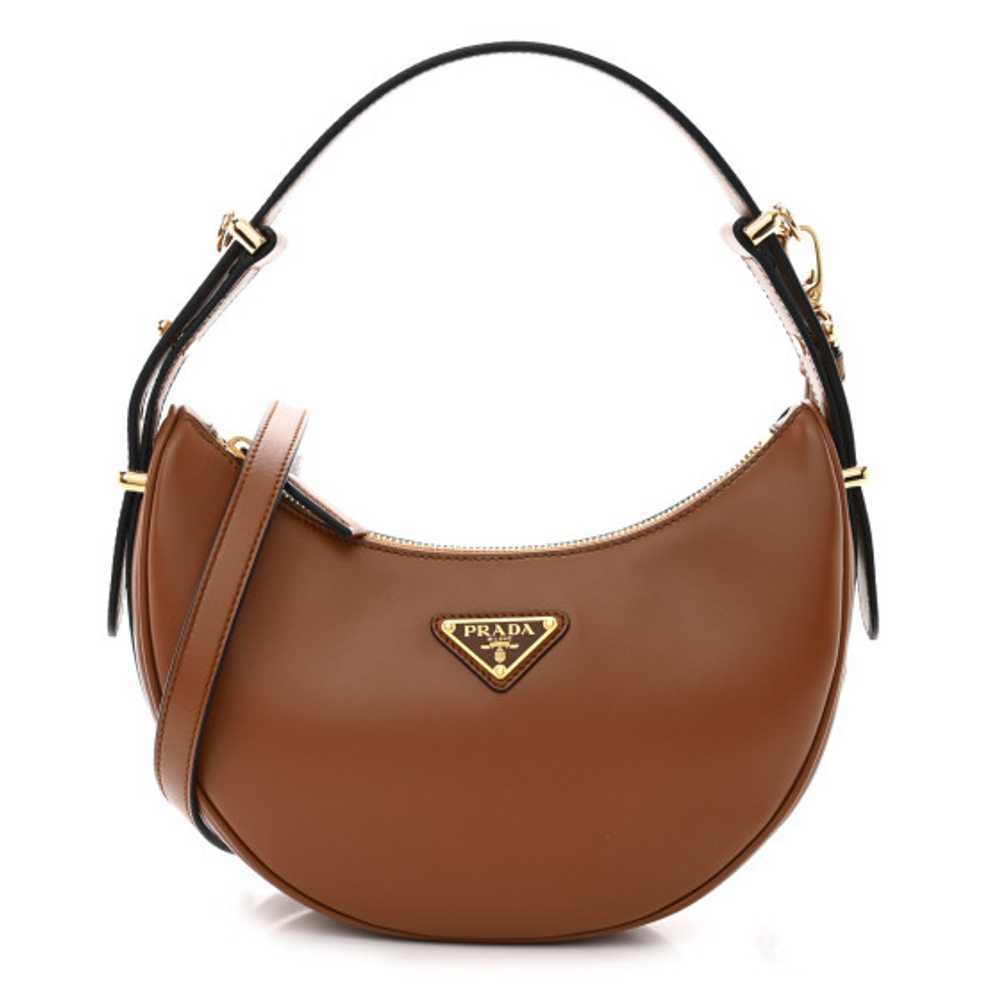 PRADA Soft Calfskin Arque Shoulder Bag Cognac - image 1