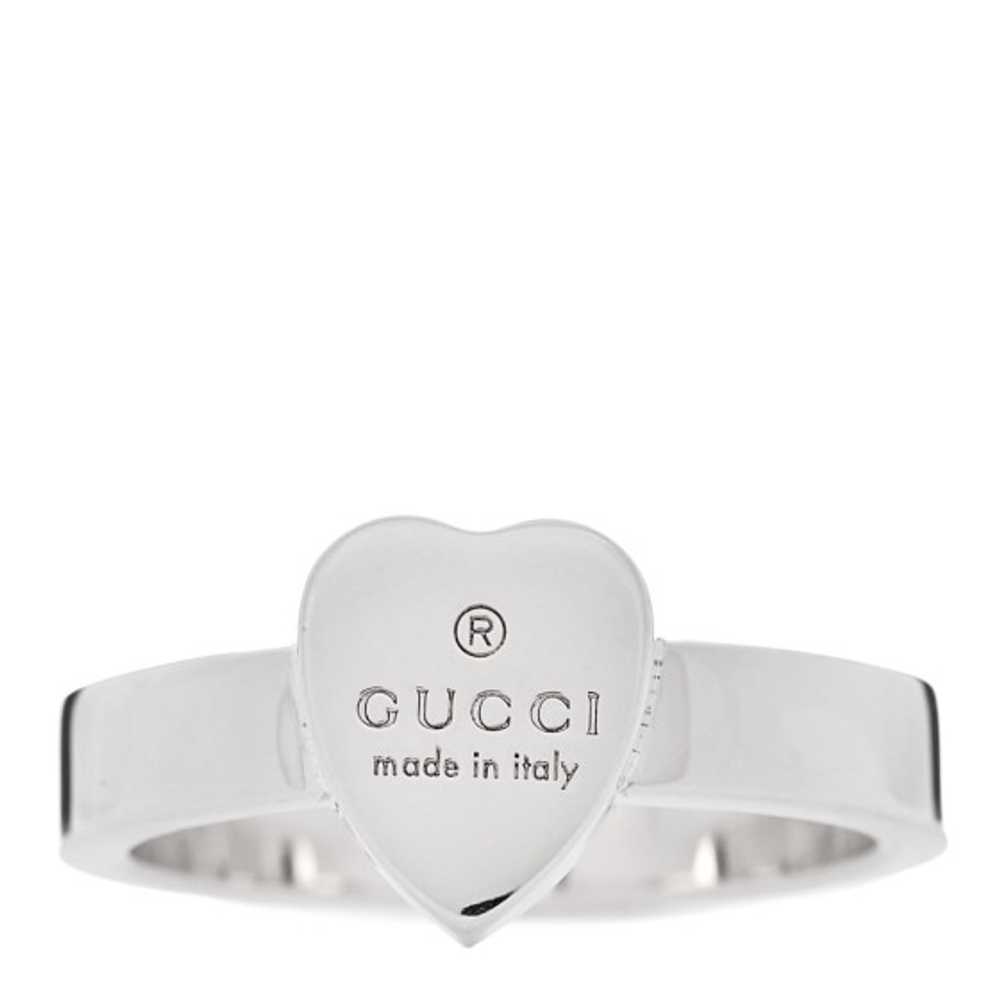 GUCCI Sterling Silver Trademark Heart Ring 56 7.75 - image 1