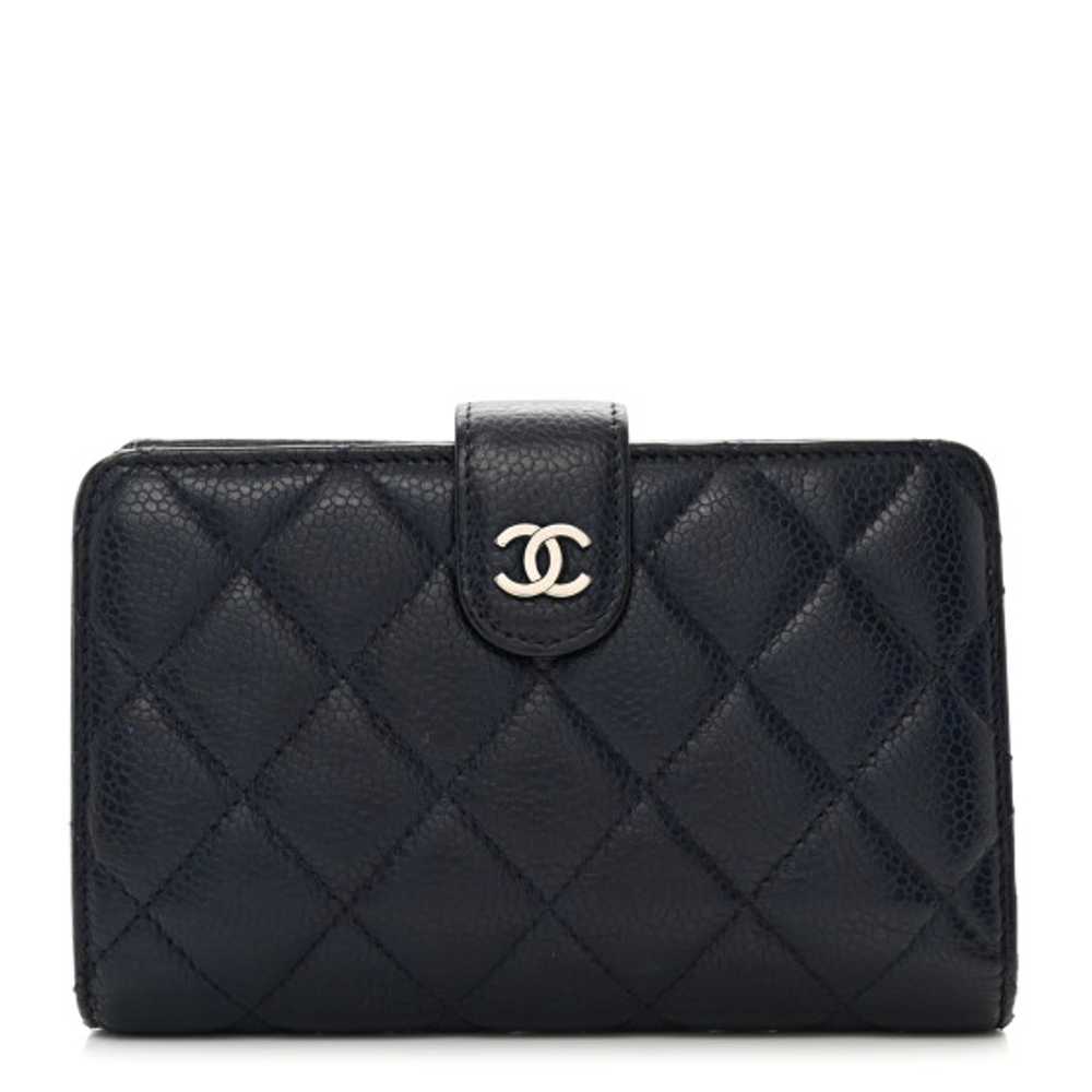 CHANEL Caviar Quilted CC French Wallet Navy - image 1