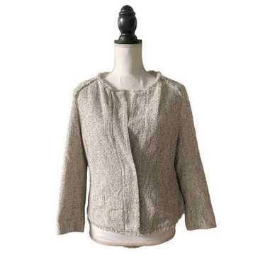 LOFT Cropped & Frayed Tweed Jacket Blazer Pink Cr… - image 1