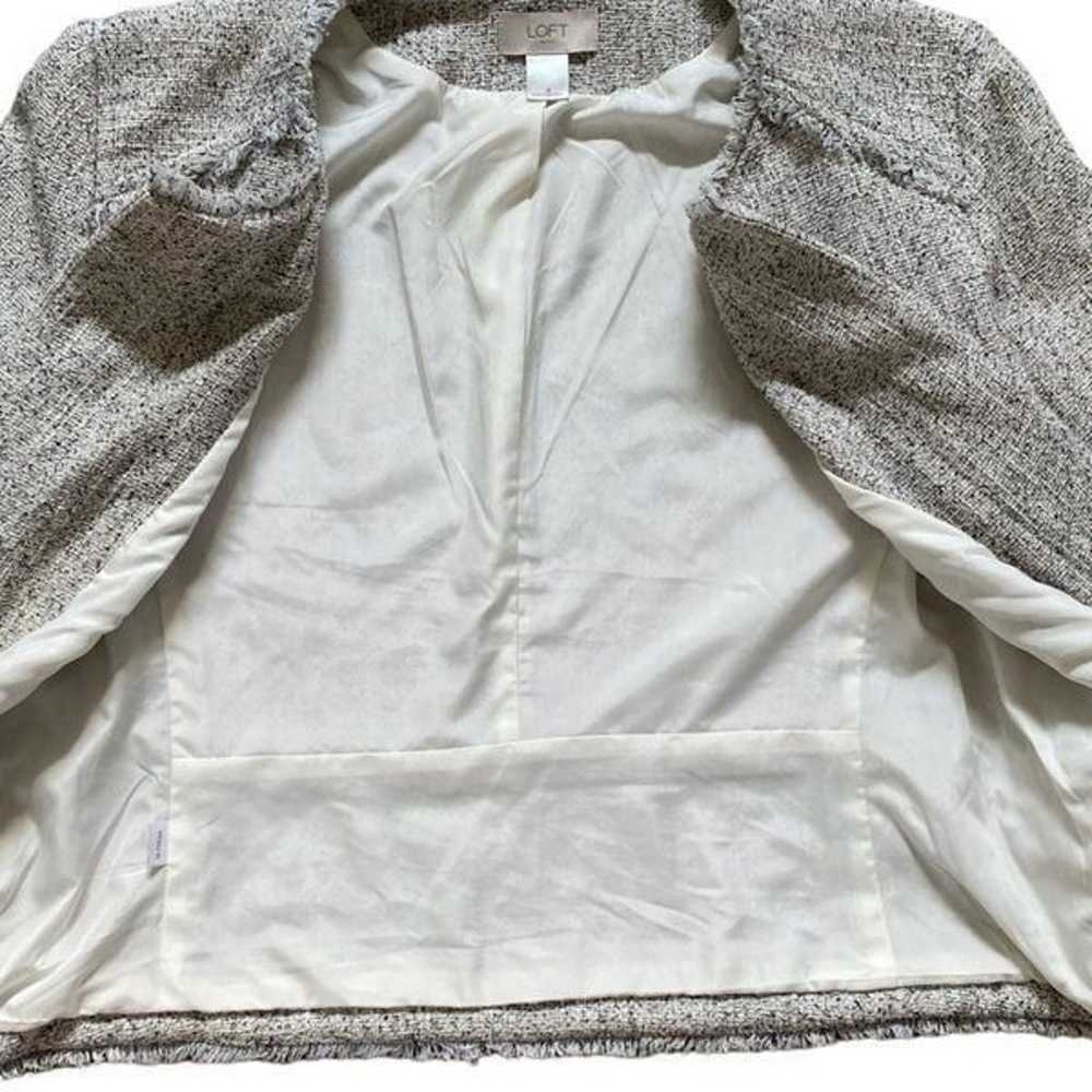 LOFT Cropped & Frayed Tweed Jacket Blazer Pink Cr… - image 2