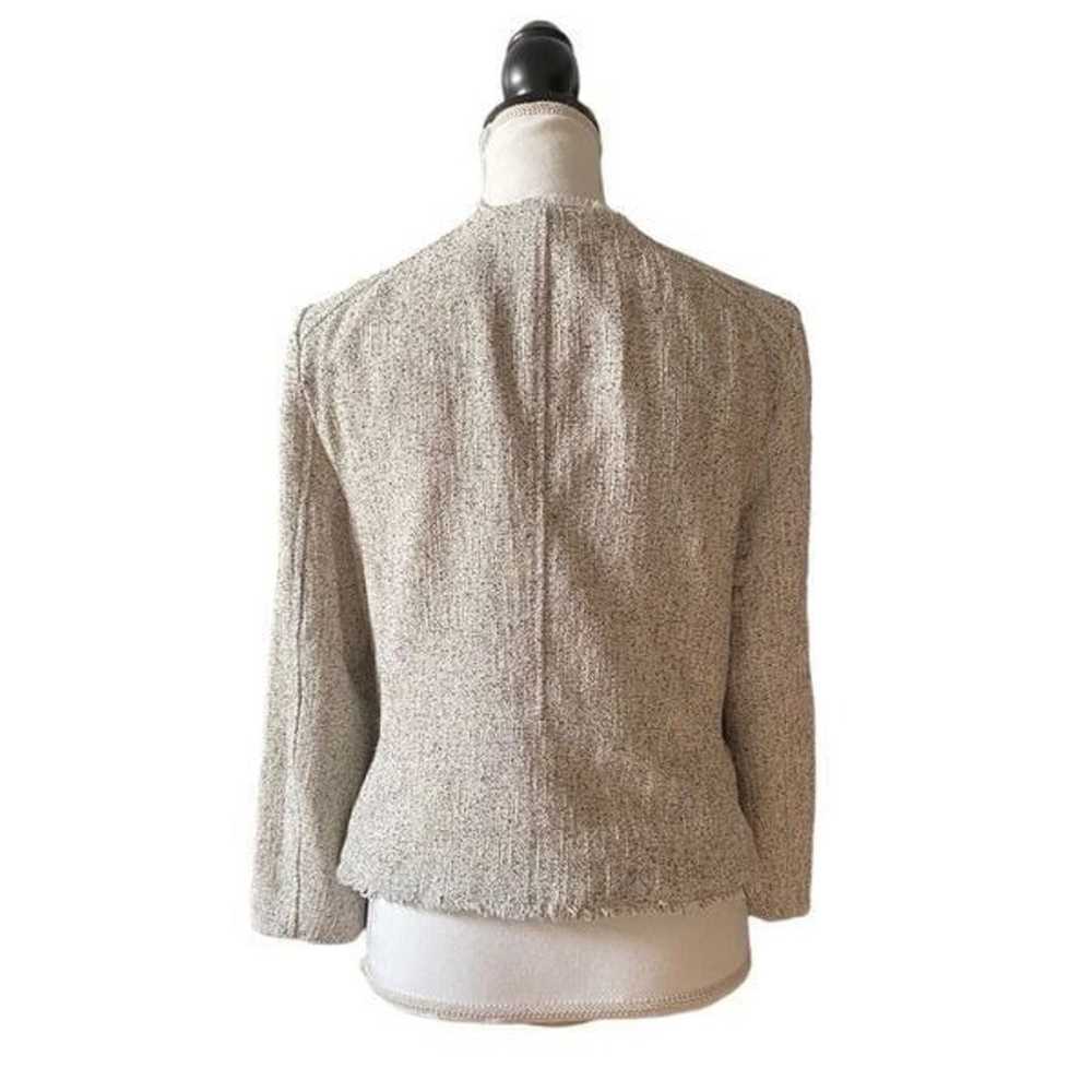 LOFT Cropped & Frayed Tweed Jacket Blazer Pink Cr… - image 4