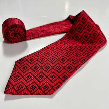 Burberry Burberrys Of London Men's Tie Red Black … - image 1