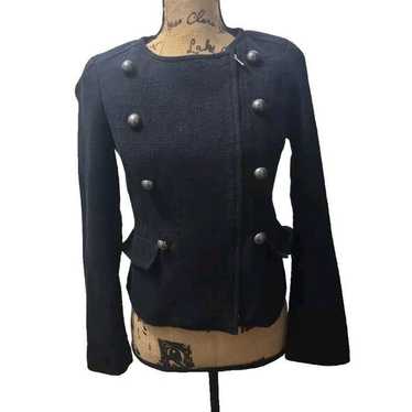 Talbots Women's Tweed Coat Black Button Front Pock