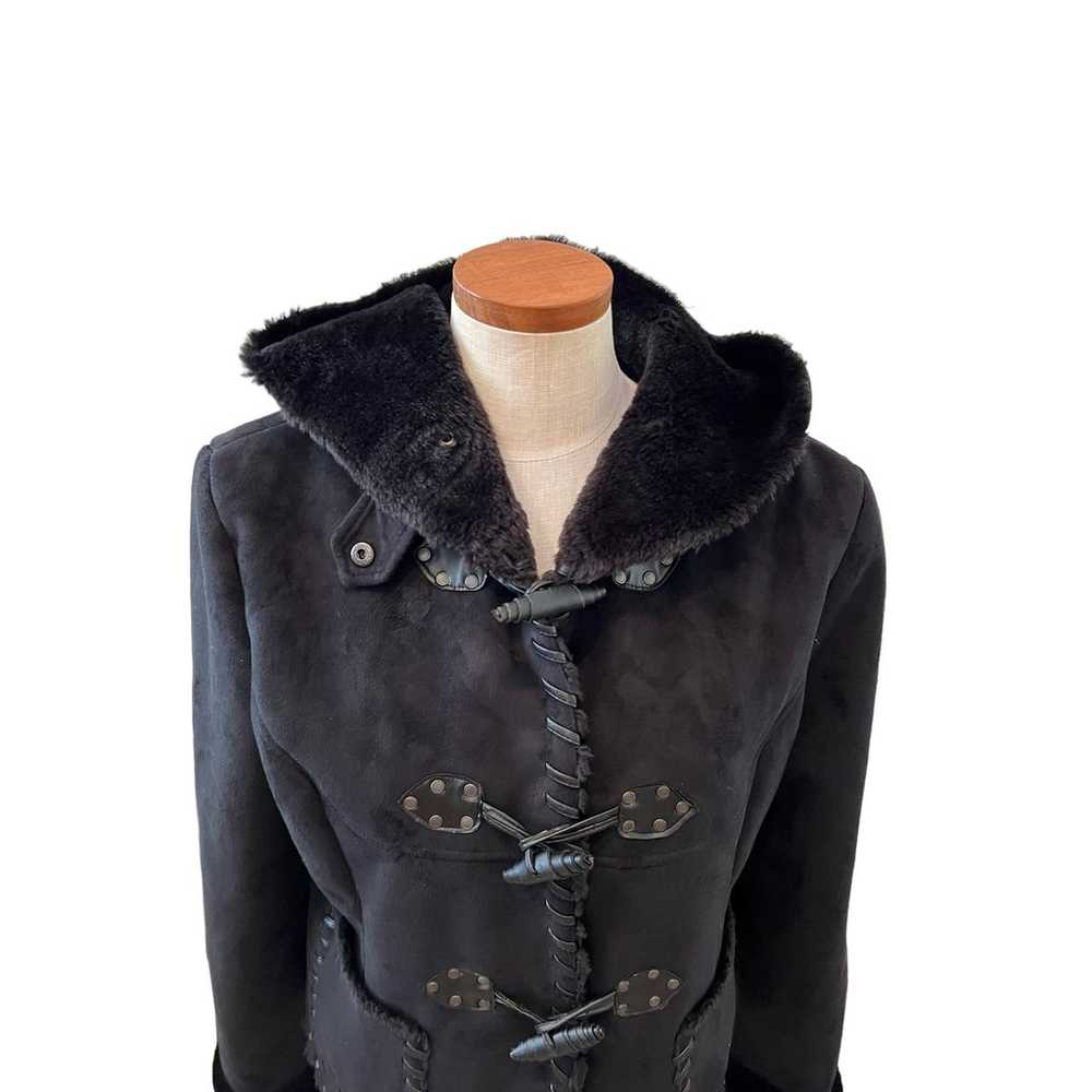Via Spiga faux suede and fur whipstitch jacket Bl… - image 2