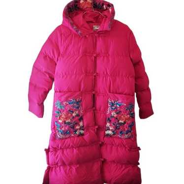 Rsld  Vintage Pink Embroided Padded Hooded Parka