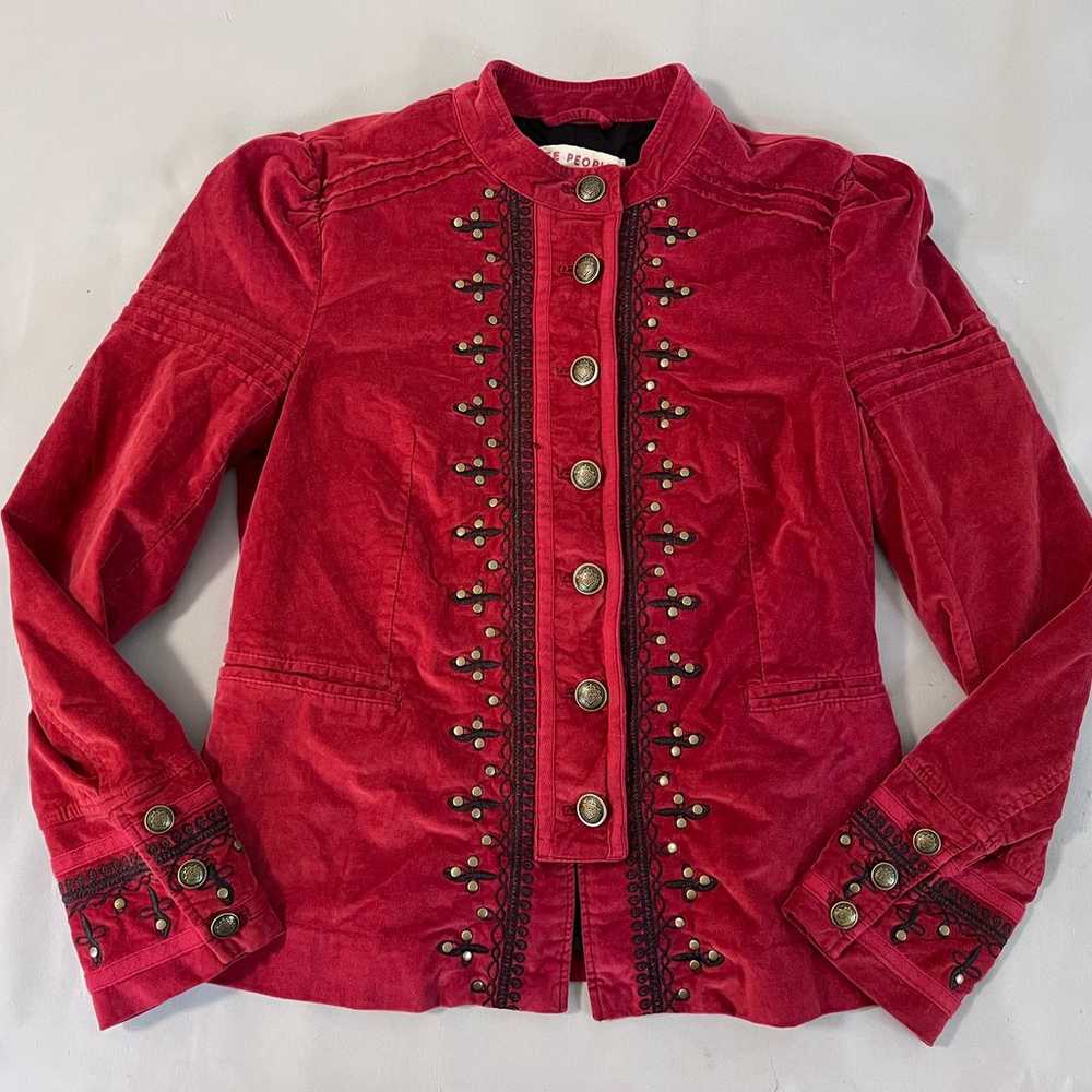 Free People Womens Sz M Maven Red Embroidered Str… - image 4