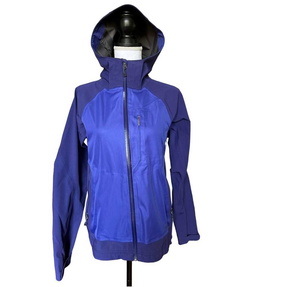 REI Womens E1 ELEMENTS blue Hooded Rain Wind Jack… - image 1