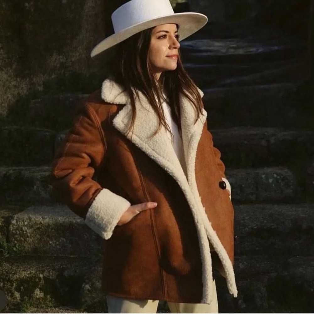 MNG Mango Oversized Faux Shearling Coat Brown Siz… - image 3