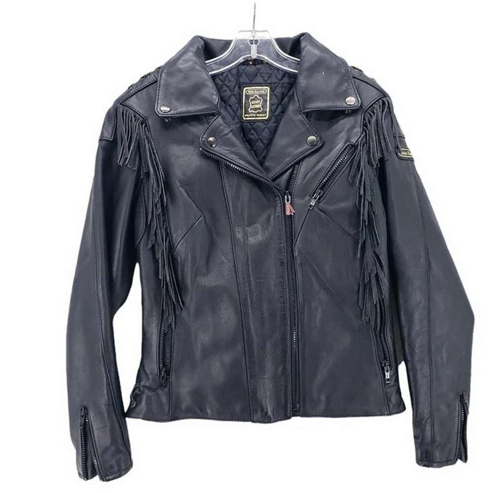 HEIN GERICKE Black Leather Motorcycle Jacket Tass… - image 1