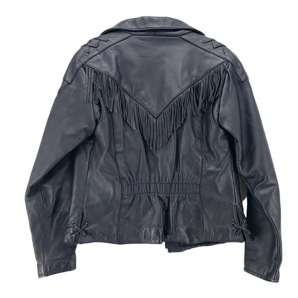 HEIN GERICKE Black Leather Motorcycle Jacket Tass… - image 2