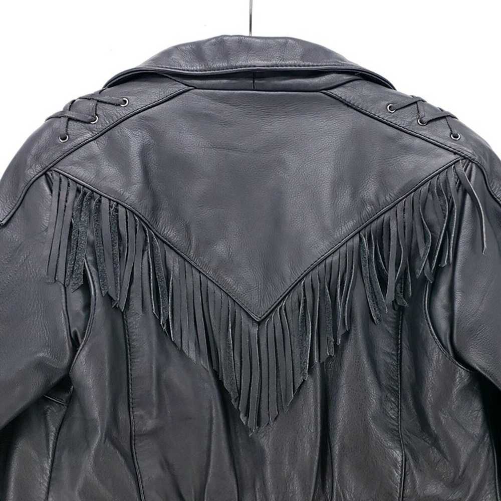 HEIN GERICKE Black Leather Motorcycle Jacket Tass… - image 3