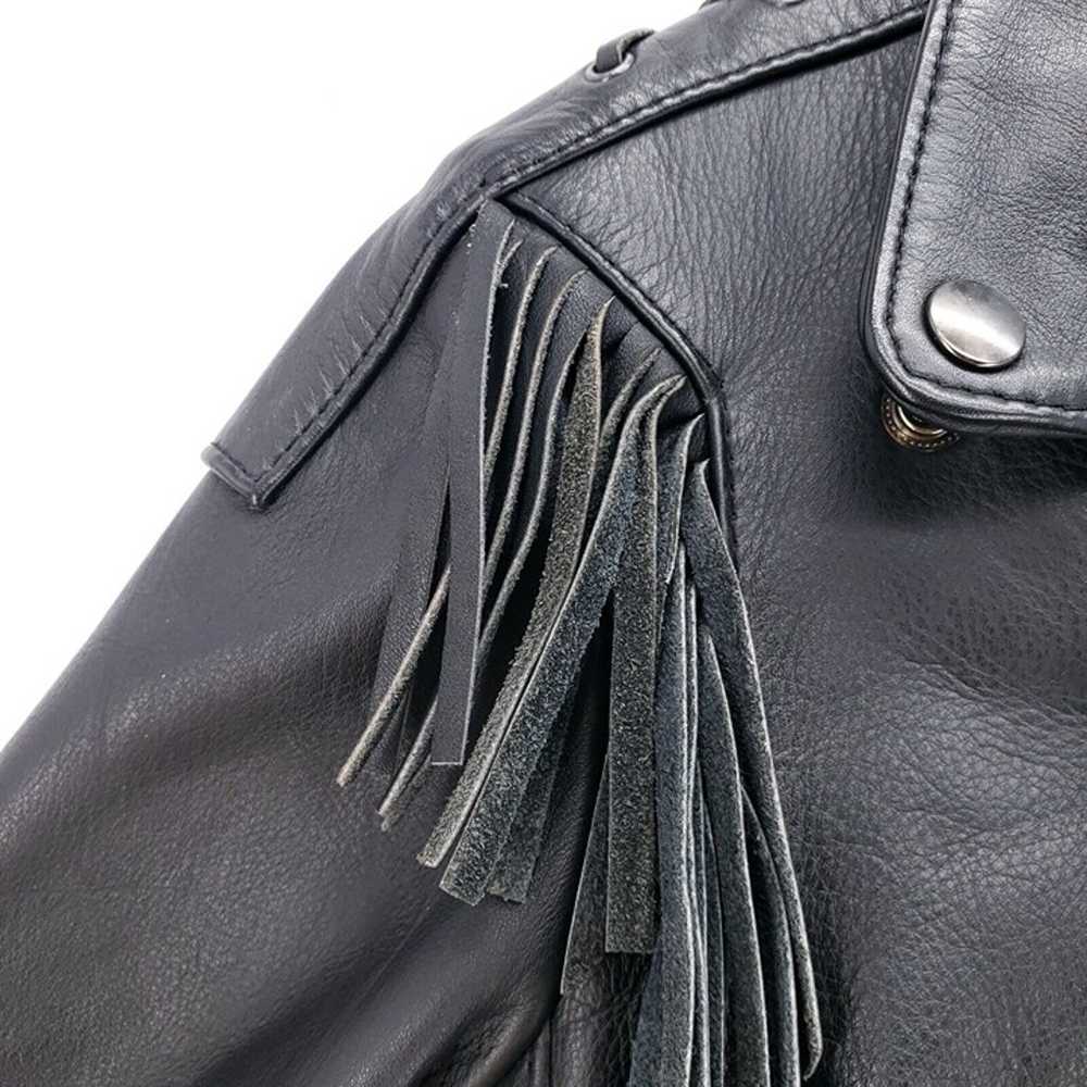 HEIN GERICKE Black Leather Motorcycle Jacket Tass… - image 5
