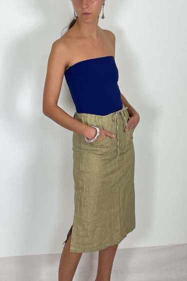 Linen Utility Skirt - Khaki