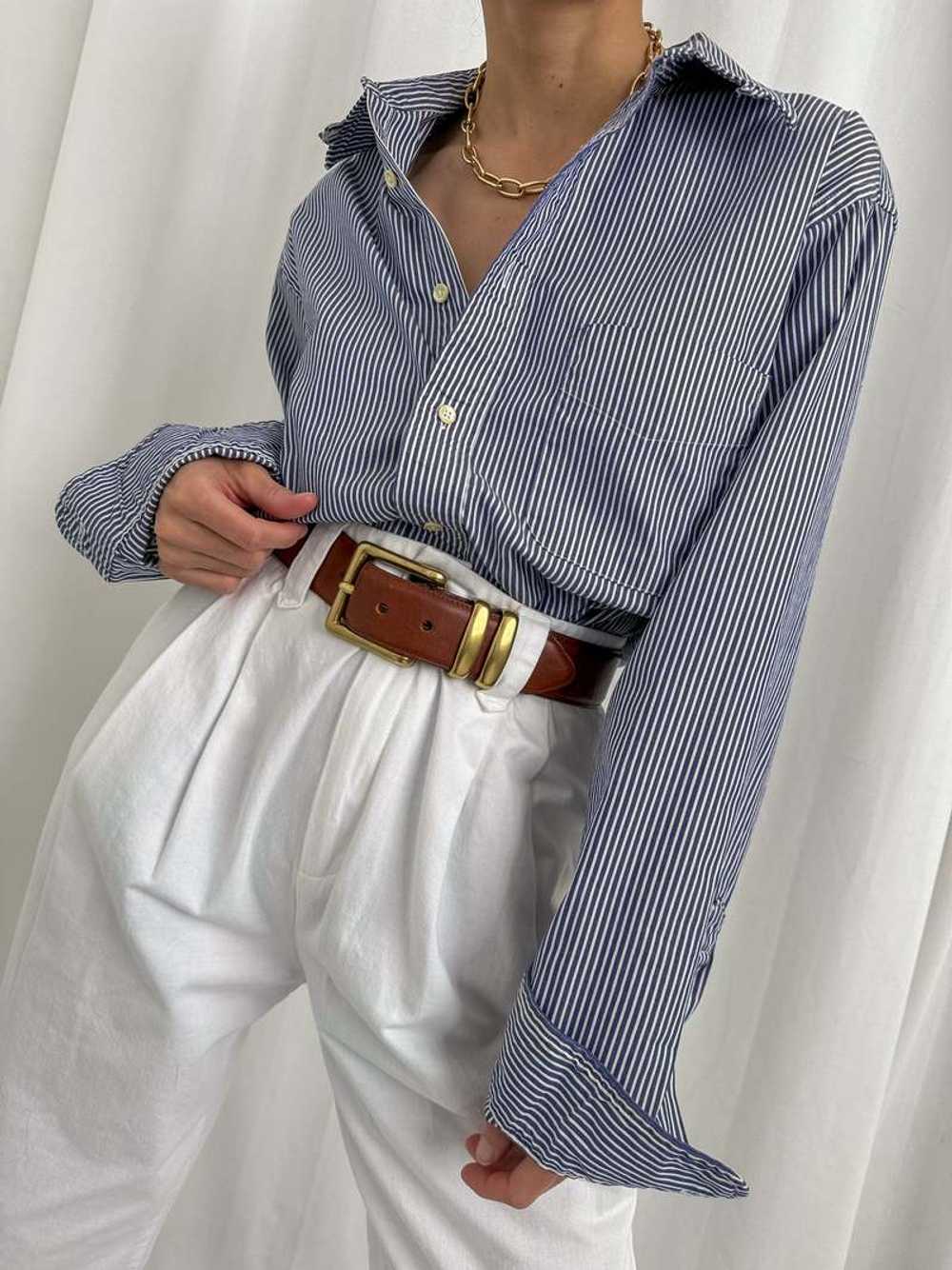 Vintage Button Down Shirt - Bleu/Blanc Striped - image 1
