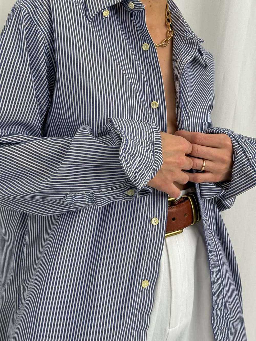 Vintage Button Down Shirt - Bleu/Blanc Striped - image 2