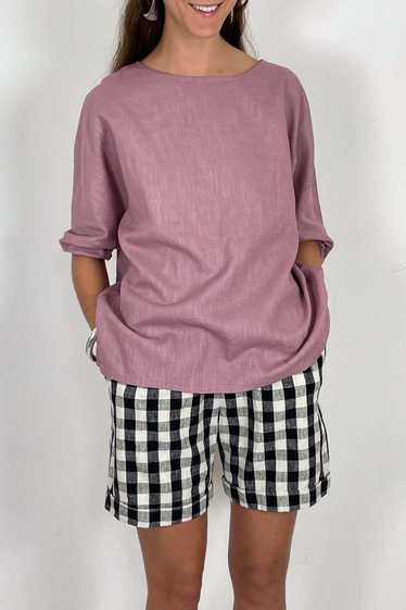 Linen 3/4 Sleeve Tee - Rose - image 1