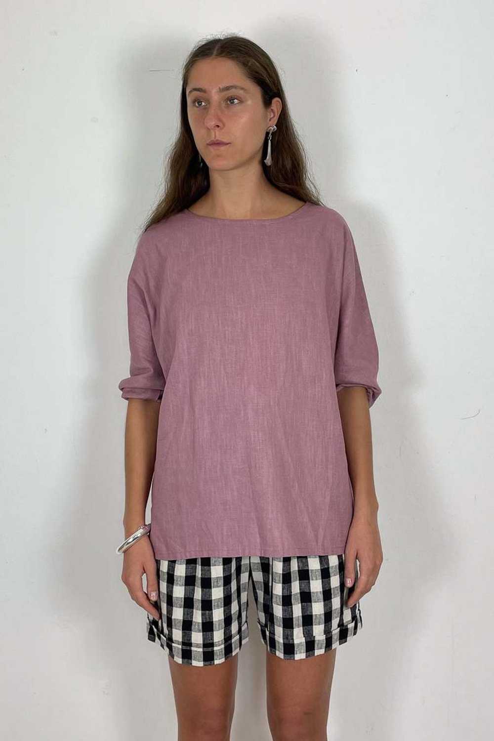 Linen 3/4 Sleeve Tee - Rose - image 2