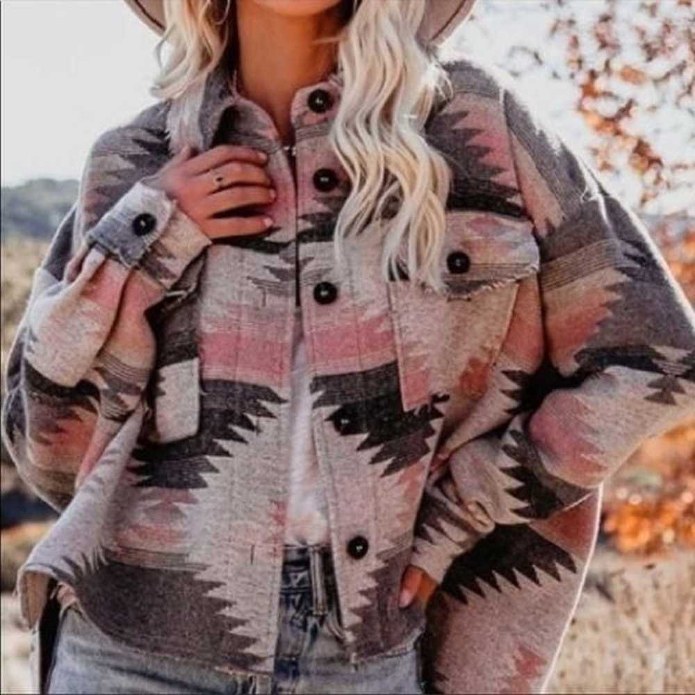 Tribal Pattern Aztec Shacket Jacket - image 1